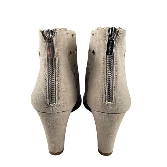 Michael Kors Women's Ankle Wedge Booties Size 10M Taupe Suede Cutout Peep Toe - Picture 5 of 13
